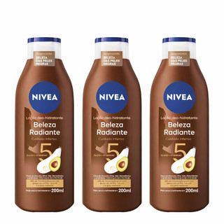 KIT NIVEA Hidratante Desodorante Beleza Radiante Cuidado Intenso 200ml - 3 unidade