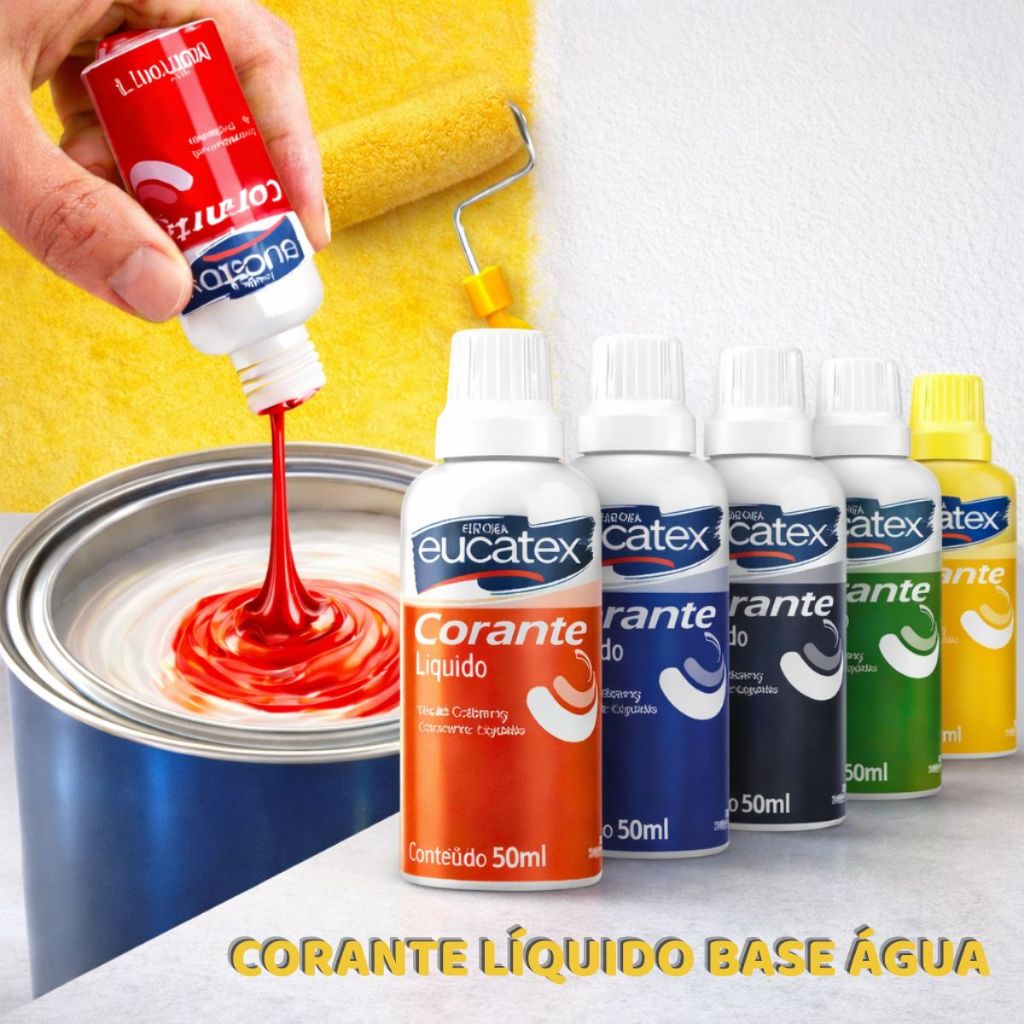 Corante Líquido Eucatex 50ml Base Água Pigmento Tinta Acrílica Látex Alta Pigmentação - Cores