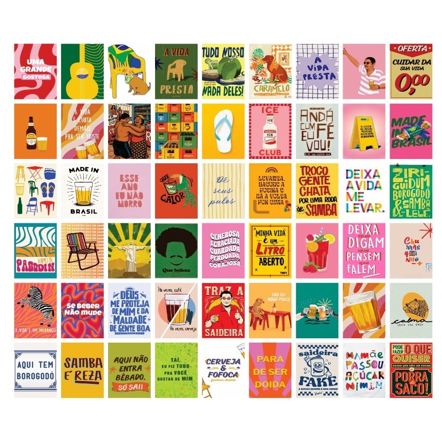 Kit 54 Adesivos Vinil 6,5x5cm - Brasilidades / Lambe Lambe / Opção de frase ou imagem personalizada de SUA PREFERÊNCIA em Oferta na Shopee