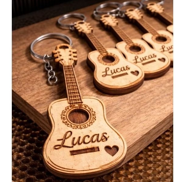 kit 10 uni Chaveiro Violão Personalizado MDF 3mm | Nome Gravado | Lembrancinha Música Aniversário Casamento