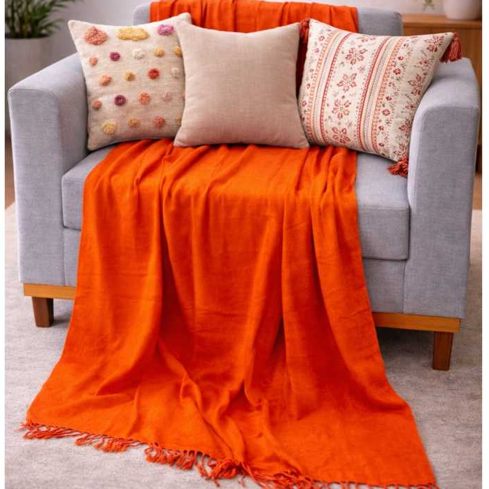 Manta Luxuosa Para Sofá Moderno, Conforto e Decoração 210x120 Costura Reforçada Tecido 100% Algodão em Oferta na Shopee