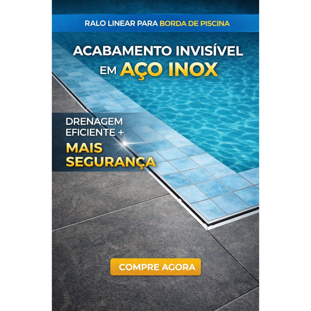 Ralo Linear 1m Oculto Inox Para Borda Piscina Dreno Turbilhão Resistente