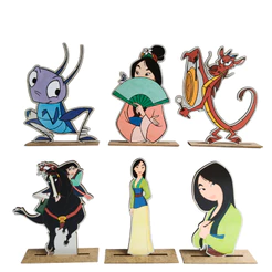 Kit Display de Mesa 6 Peças Para Festa Mulan MDF