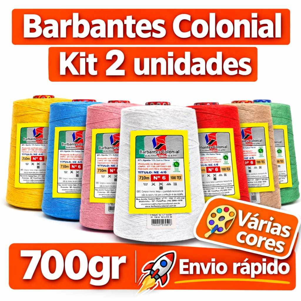 Kit 2 unidades Barbantes colonial 700gr cada. Tabela de cores nas fotos. Dúvidas só chamar no chat.
