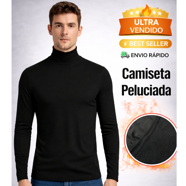 Camiseta Térmica Masculina Gola Alta Forro Peluciado Segunda Pele Proteção no Frio Tecido Macio