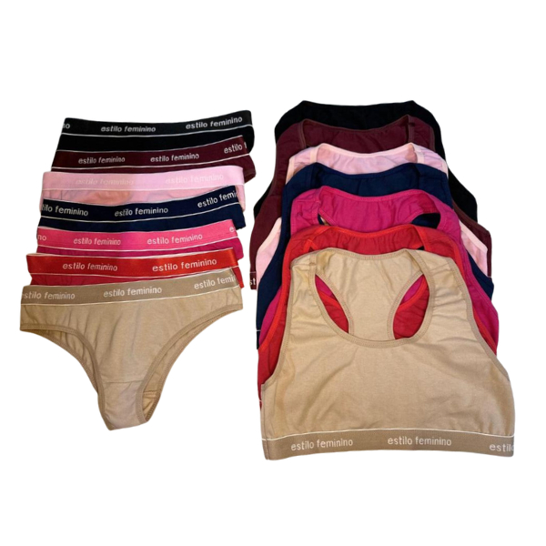 Kit 3 Conjunto Infantil Menina Algodão Top Nadador E Calcinha Cotton Juvenil Escolar Confortável Roupa Íntima Kit 3 Peça