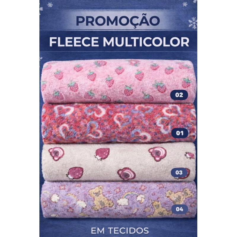 TECIDO FLEECE ESTAMPADO, MANTINHA, MICROSOFT 10m x 1,50m