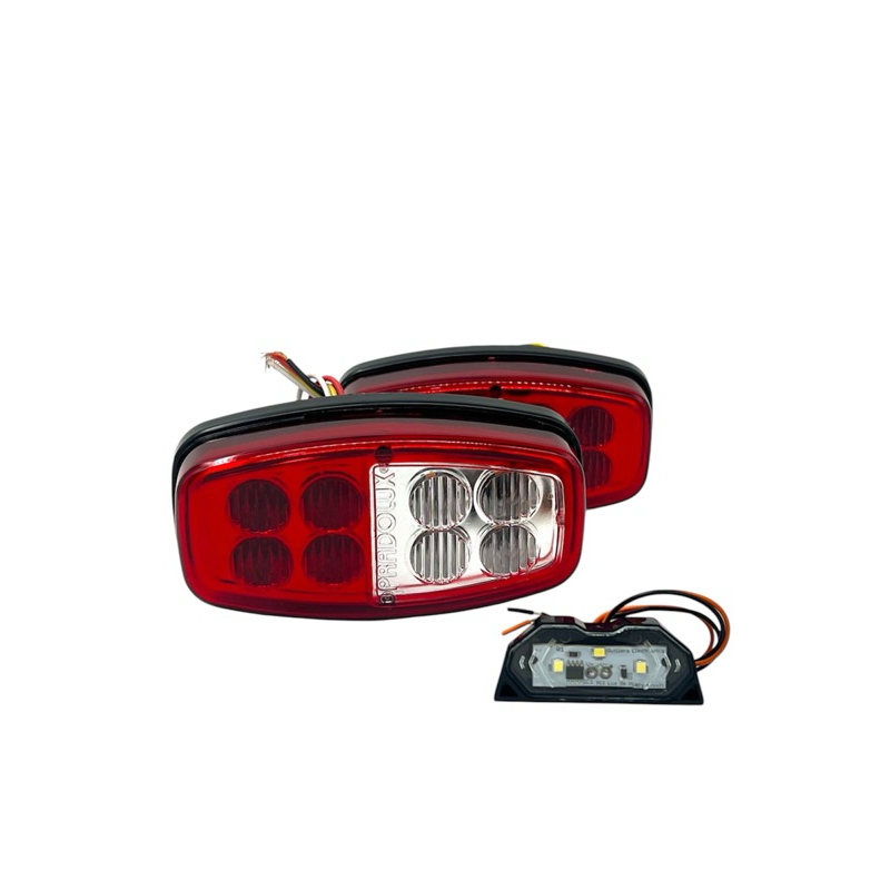 Par de Lanterna Led Carretinha Reboque Blindada Com Ré e lanterna de placa