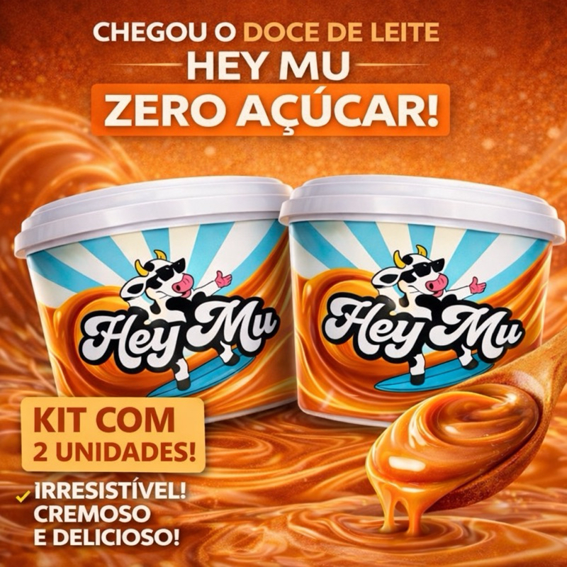 Doce De Leite Hey Mu 250g Zero Açúcar 2 Un - Mais Vendido