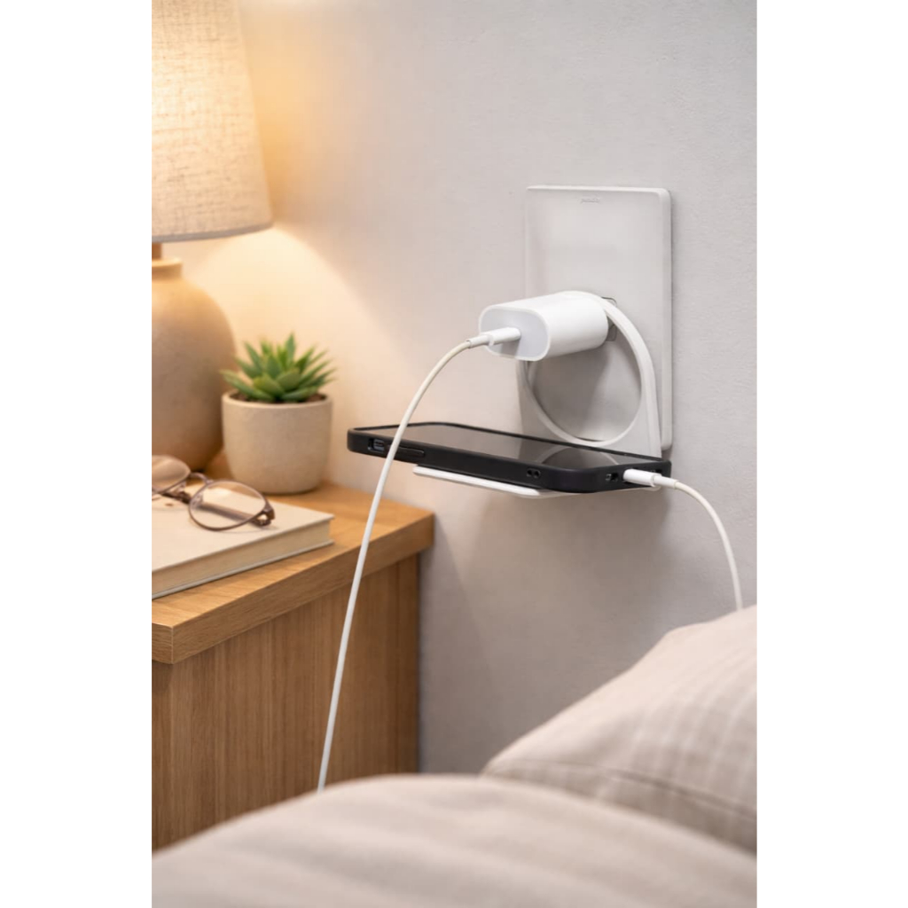 Porta Celular Suporte de Tomada para Carregamento – Prático e Organizado| Smartphone iPhone Android