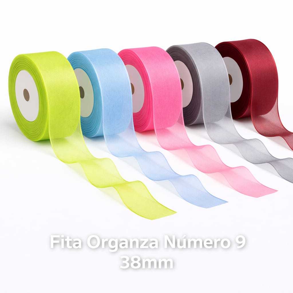 Fita Organza Nº9 38mm – Rolo de Fita Decorativa Premium para Laços, Artesanato, Decoração em Oferta na Shopee