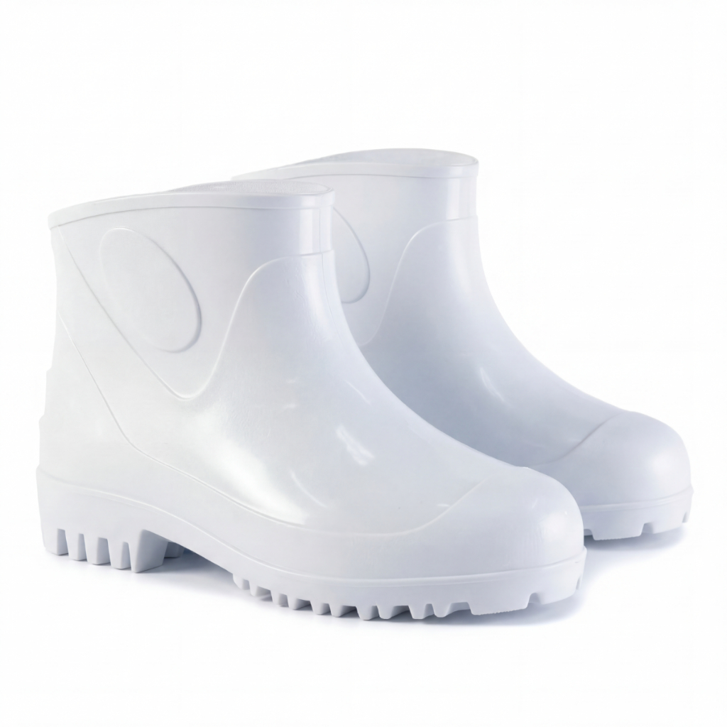 Galocha Bota PVC Impermeável Antiderrapante Cano Curto CA EPI Motoboy Chuva Limpeza Faxina Trabalho Branco