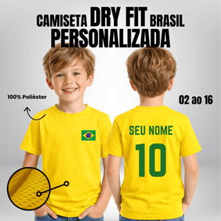 Camiseta Do Brasil Infantil Unissex Estampa Personalizada Malha Poliéster Confortável em Oferta na Shopee