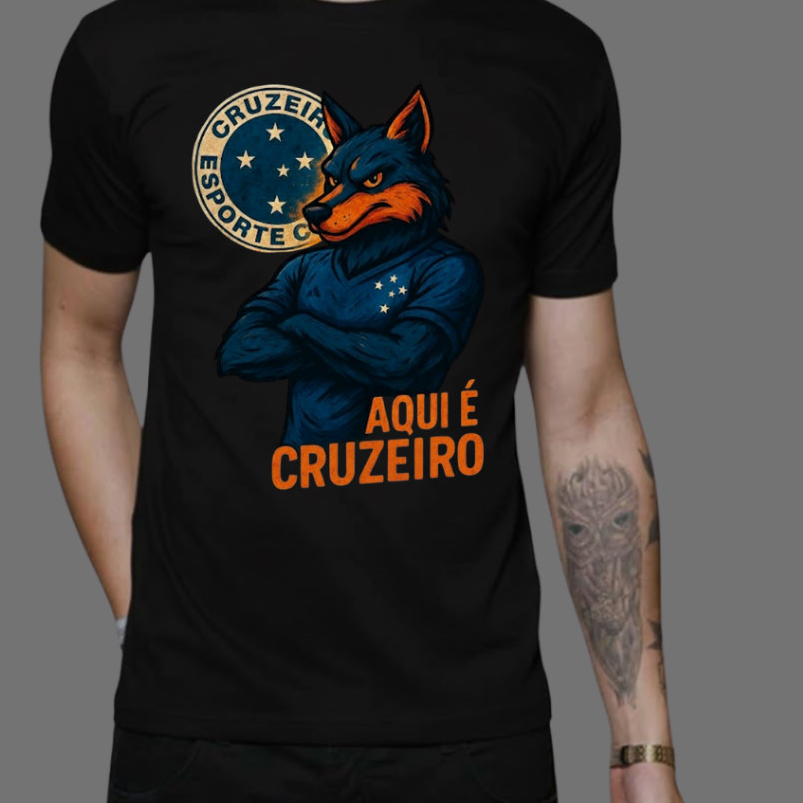 Camiseta Unissex Time Esportes Cruzeiro Personalizada RAPOSÃO CRUZEIRO - 100% Algodão