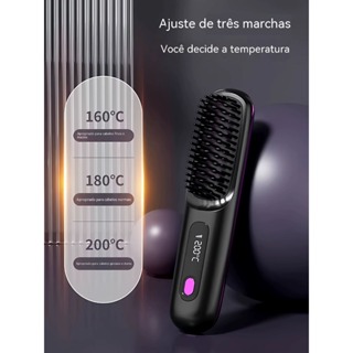 Nova chapinha de cabelo sem fio, com visor digital, recarregável, mini chapinha portátil para viagens, dois em um: alisa em Oferta na Shopee