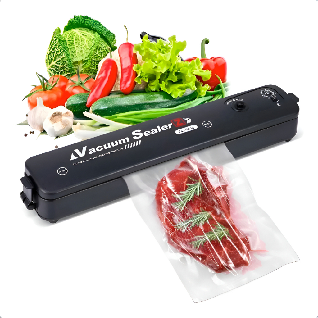 Máquina Seladora Vácuo Portátil Alimentos C/ Embalagem Preta