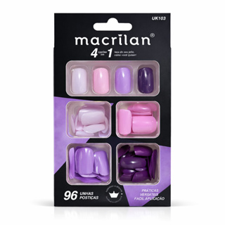 Kit Unhas Postiças Médias Macrilan 96 Unhas 4 Cores Acabamento Profissional Fácil Aplicação em Oferta na Shopee