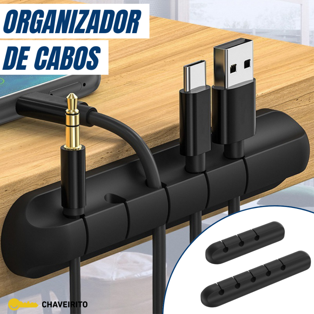 Organizador de Cabos e Fios Para Mesa | Fita Adesiva Alta Qualidade