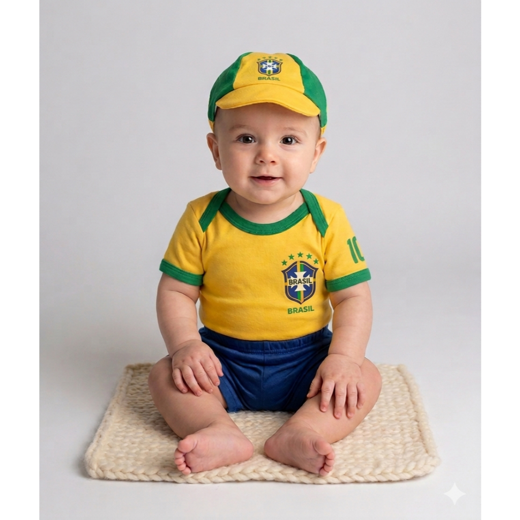 Body Bebe Temático Mêsversario Copa do Mundo - Seleção Brasileira - Copa do Mundo em Oferta na Shopee