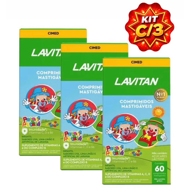 Kit Lavitan Infantil Vitamina Imunidade Patati Patatá Mix de Sabores c/60 - Kit c/2 e c/3