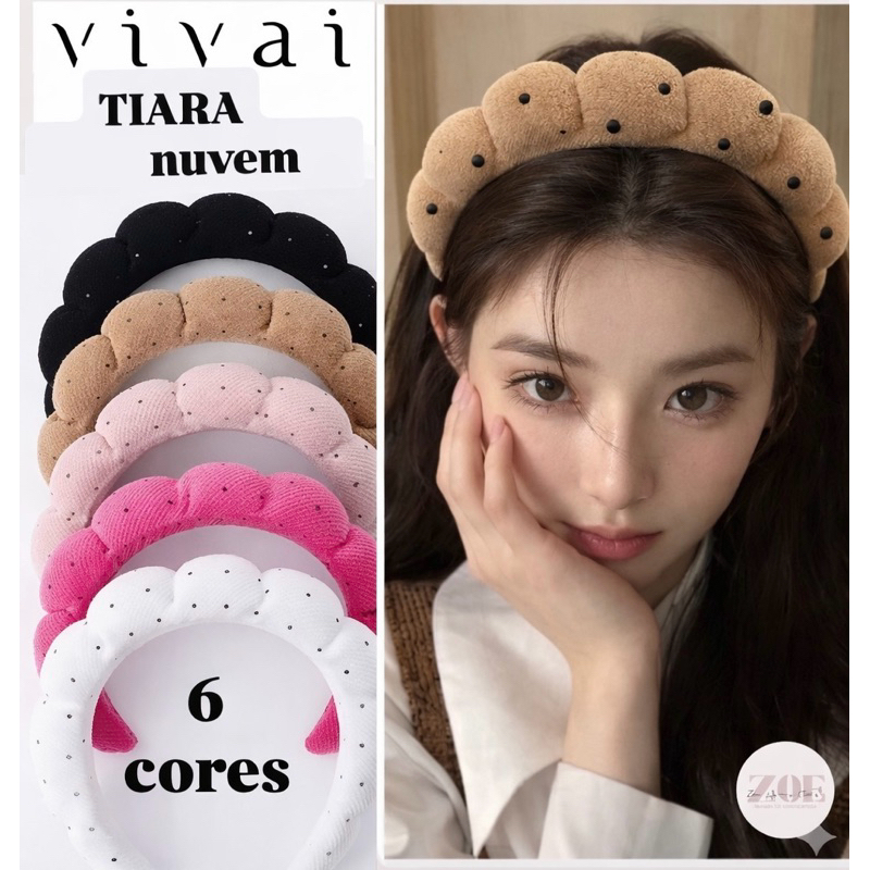 Tiara Nuvem Para Maquiagem e Skin Care.Cores Shine - Vivai