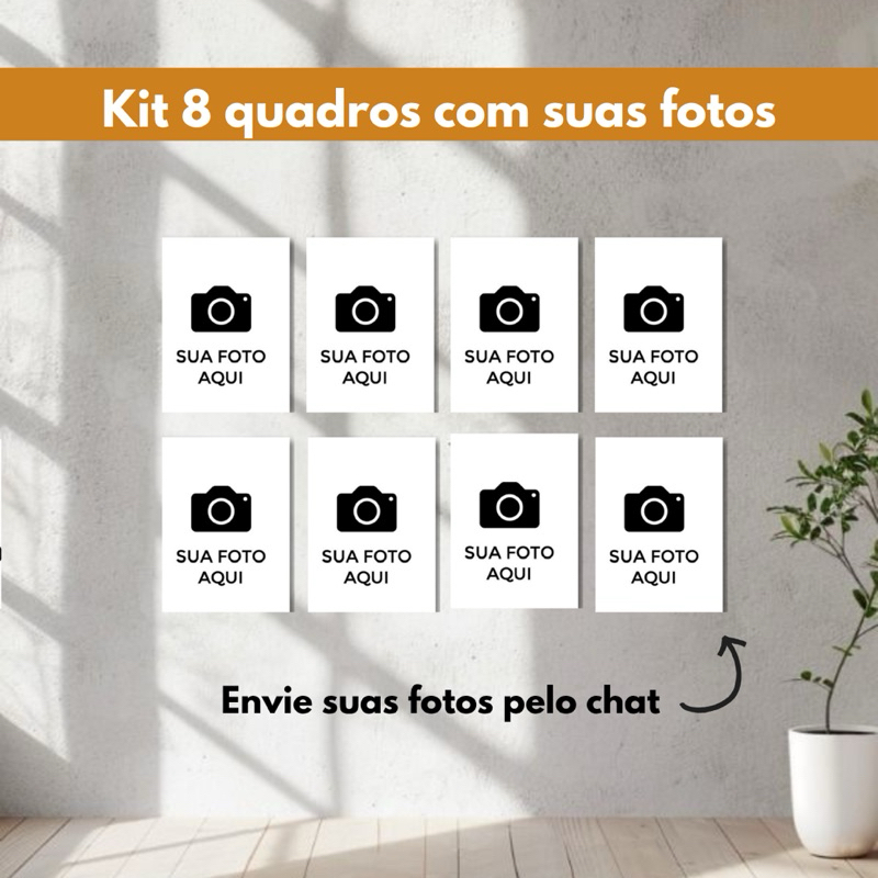 quadro decorativo kit com 8 fotos para decorcacao presente personalizado em MDF tamanho 10x15 envio expresso