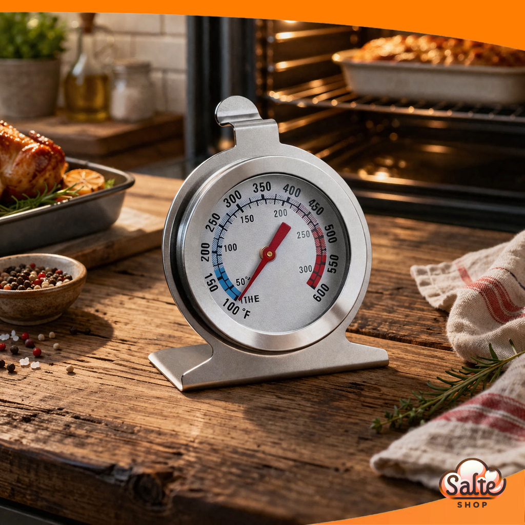 Termômetro de Forno Alta Temperatura Culinário até 300°C Multiuso Aço Inox Medição Receitas Precisas