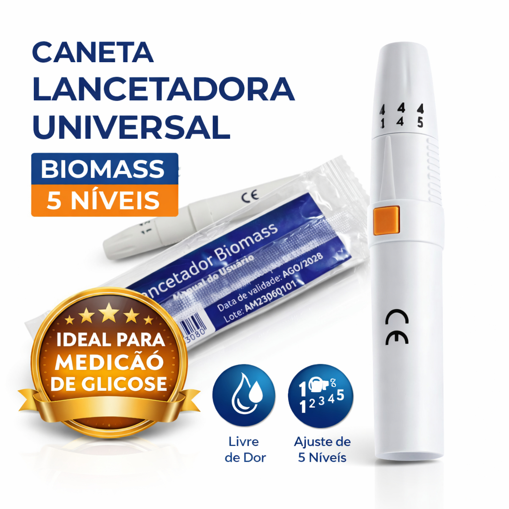 Caneta Lancetadora Universal  5 Níveis para Glicemia Dispositivo P/ Punção
