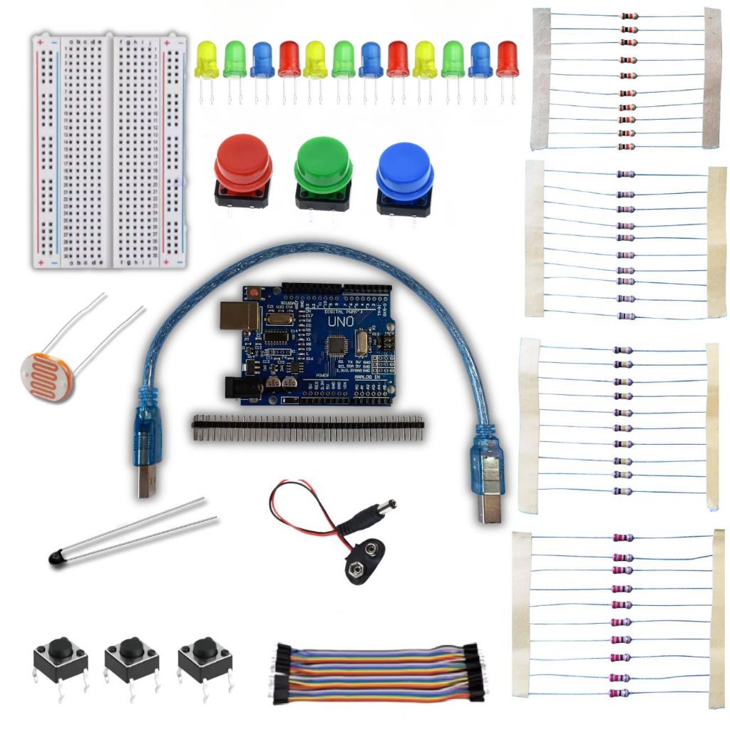Kit Arduino Uno (  Placa Compativel ) com Protoboard  Componentes e Sensores para  Iniciante Eletronica  Robotica