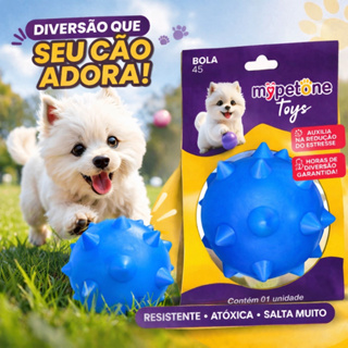 Bola Cravo Maciça Resistente para Cachorro - 45mm 55mm 65mm - Mypetone - Azul em Oferta na Shopee