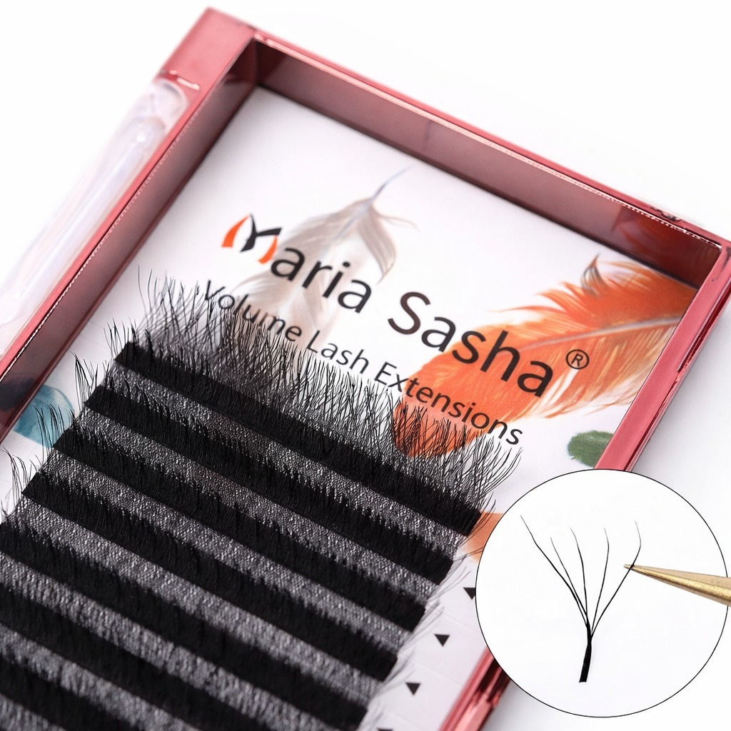Kit Extensão de Cílios Maria 5D Wm Curl Volume Pré-Fabricado Estilo W Natural e Macio Alta Fixação