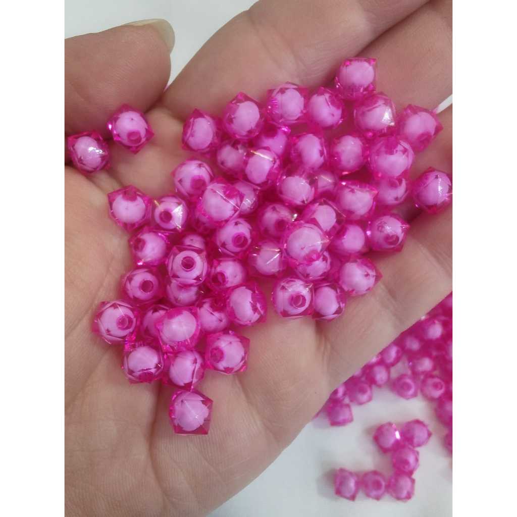 Miçanga acrilico cristal cubo quadrado dadinho acrilico 8mm, 500g com miolo Branco bolsa pulseiras terços artesanato
