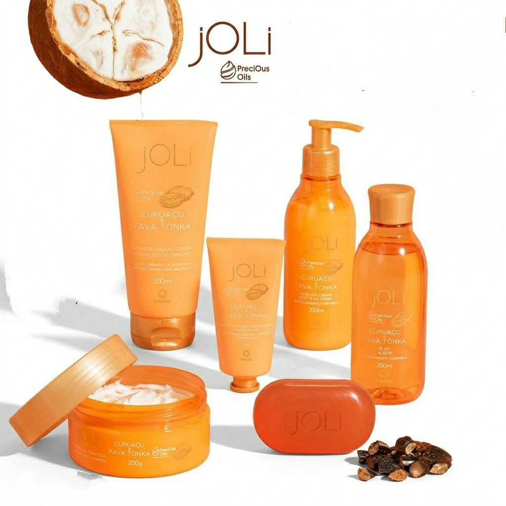 Joli Cupuaçu Óleo, Hidratante e Manteiga Corporal, Sabonete Líquido e Barra e Creme para as mãos