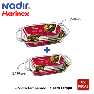 Kit com 02 Assadeiras Retangular de Vidro Temperado Sem Tampa Seletta Marinex 2,1LT + 3,5LT em Oferta na Shopee