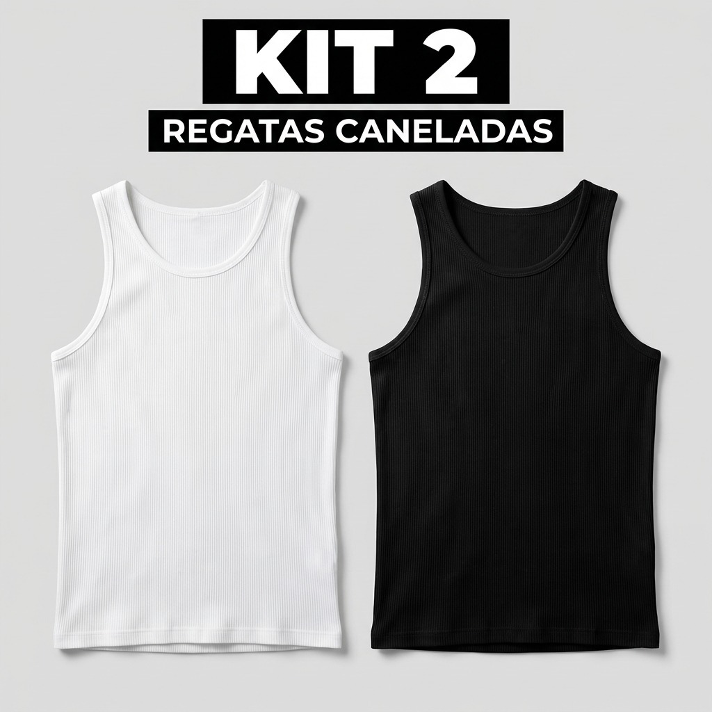 Kit 2 Regatas Masculinas Canelada Ribana Premium Básica Academia Lançamento