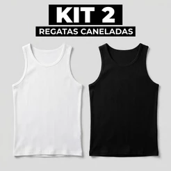 Kit 2 ou Kit 1 Regatas Masculinas Caneladas Ribana Slim Fit Básica Academia Lisa