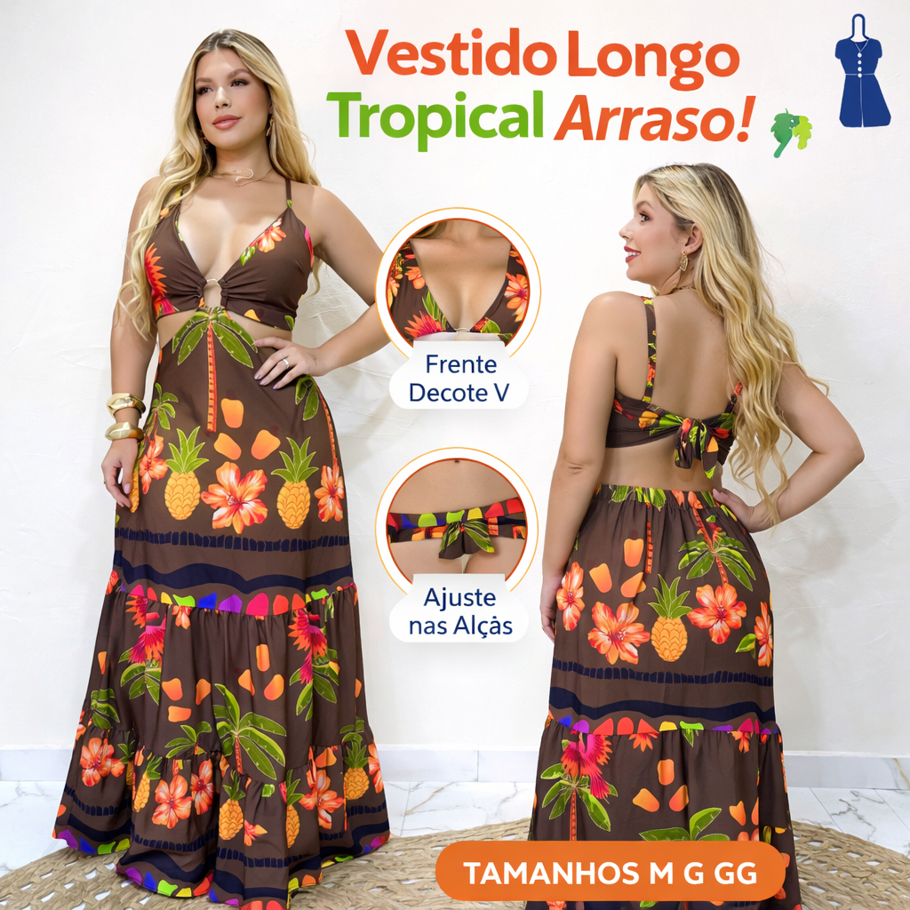 Vestido Longo Decotado Alcinha Abertura Nas Costas Moda Blogueira Tendencia
