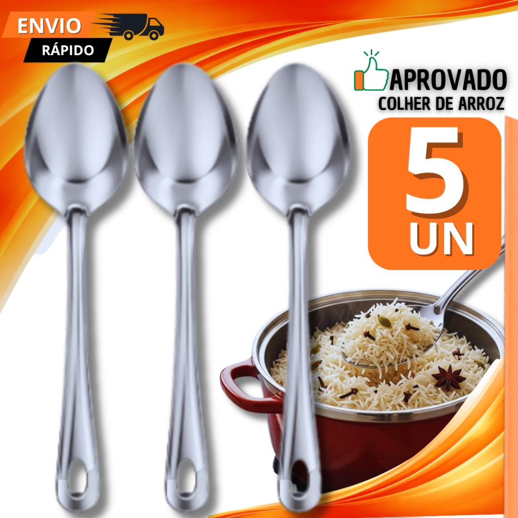 Colheres de Arroz Aço Inox Grande de Arroz Cozinha Restaurante Refeição Utilidades Colher