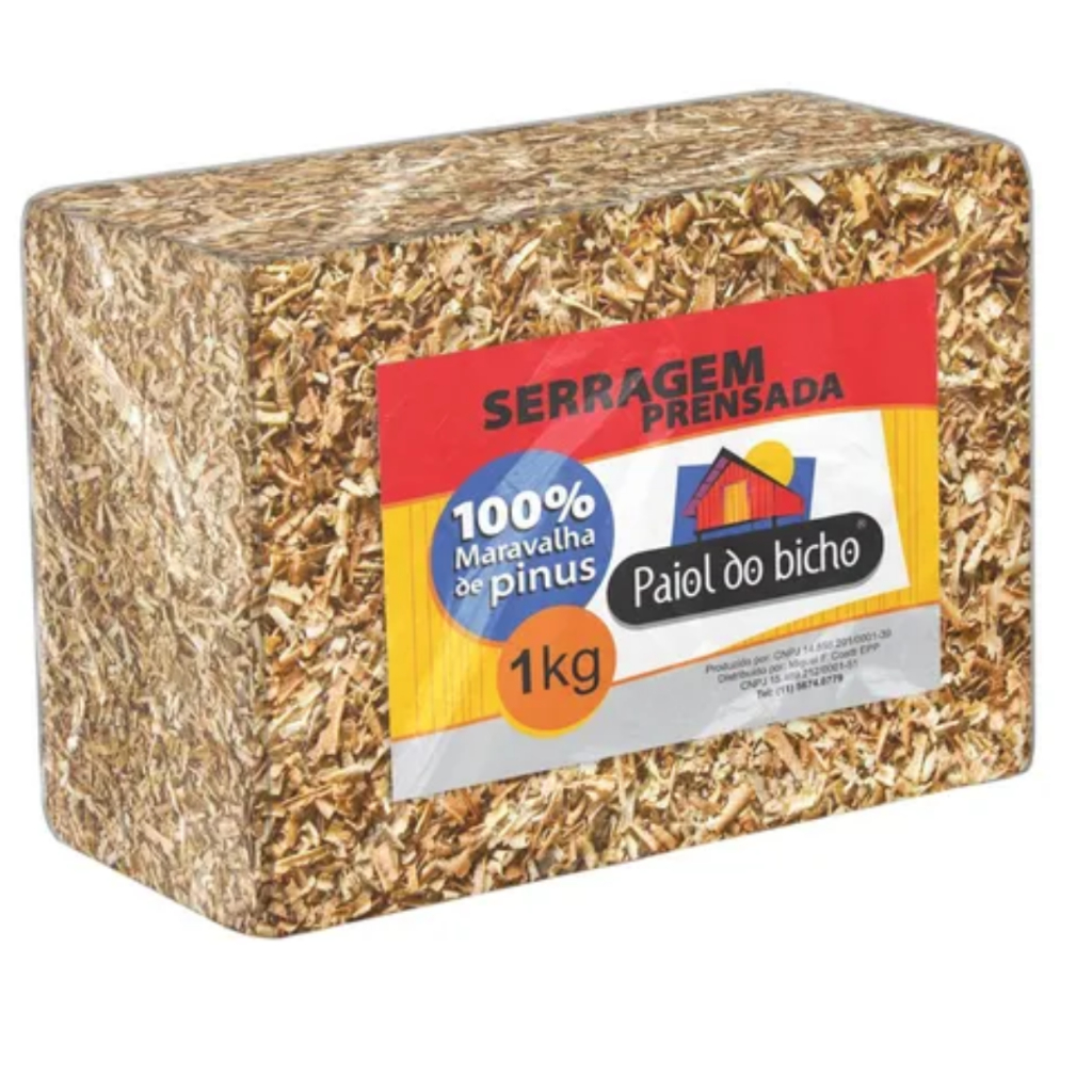 Kit Serragem Prensada Pinus Paiol mundo pet  para Hamster Roedores Aves e Compostagem 1 k