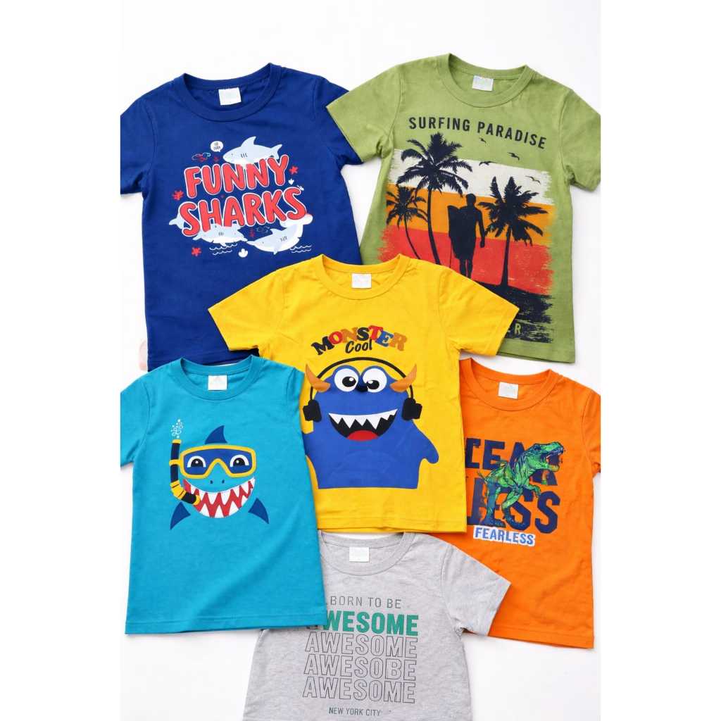 Kit 5 Camiseta Infantil Menino - Camisas Infantil Masculina Manga Curta - Blusa Masculino