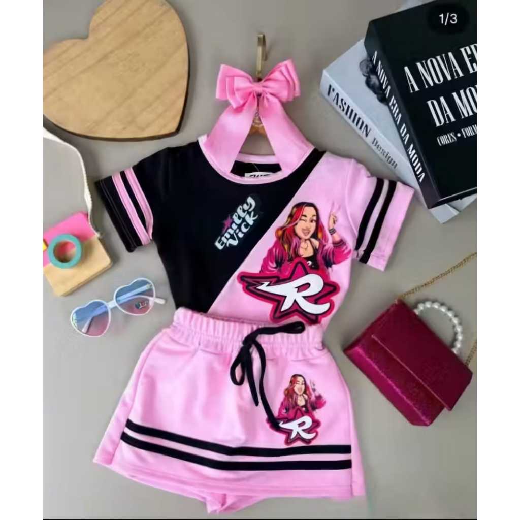 EMILY VICK CONJUNTO BLUSA + SHORT SAIA LANÇAMENTO 2026 FEMININO MENINA ESTILOSO BLOGUERINHA em Oferta na Shopee