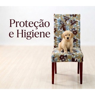 KIT 4 ou 6 Capa de Cadeira Floral Luxo Premium - Elásticada - Malha Gel Estampada ou Lisa em Oferta na Shopee