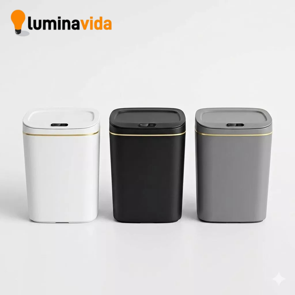 Lixeira Inteligente Automática Sensor 16L Pilha  Sem Toque Banheiro Cozinha Moderna