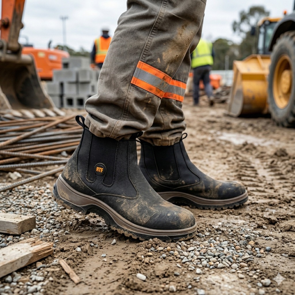 Bota Botina Masculina CAT Confortável Solado Antiderrapante Trabalho Couro Lona Elástico Leve Durável calce fácil trilha