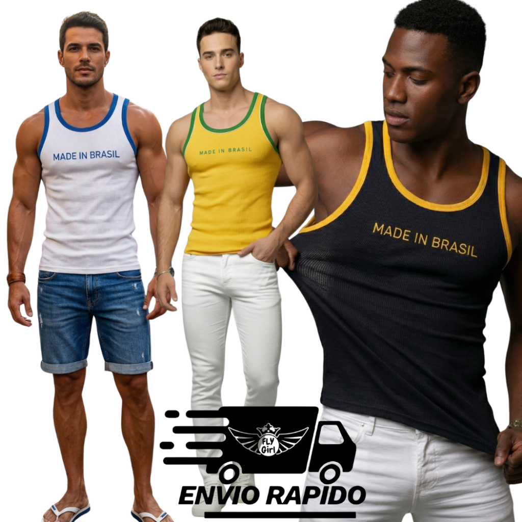 Regata Masculina Brasil Core Streetwear Ribana Canelada Academia Treino em Oferta na Shopee