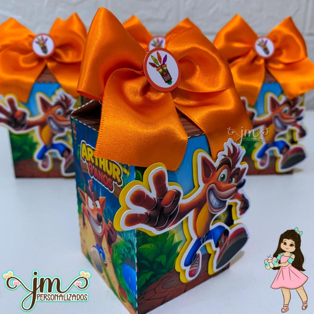 Caixa Milk - Tema: Crash Bandicoot | Lembrancinha Infantil | Mêsversário | Aniversário | Festa Infantil | Moana
