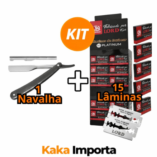 Navalha Navalhete Profissional Barbeiro + 15 lâminas Aço Inox barba sobrancelha pezinho