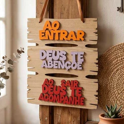 Placa Decorativa Mdf Ao Entrar Deus Te Abençoe Ao Sair Deus Te Acompanhe Quadro Religioso Mensagem Acolhida Para Porta
