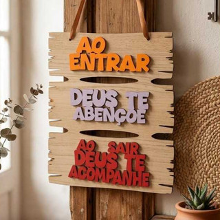 Placa Decorativa Mdf Ao Entrar Deus Te Abençoe Ao Sair Deus Te Acompanhe Quadro Religioso…