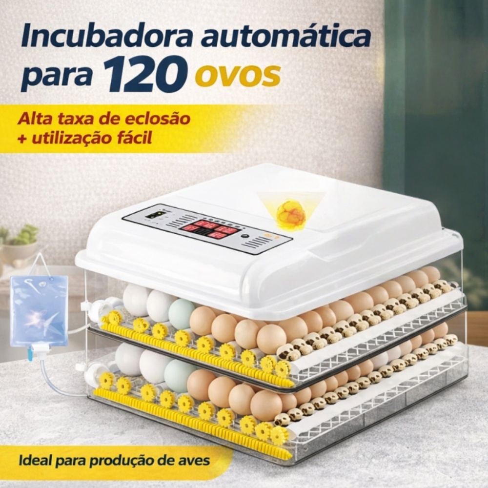 Chocadeira Automática 120 Ovos Bivolt 127V/220V Controle Digital Viragem Automática Incubadora em Oferta na Shopee